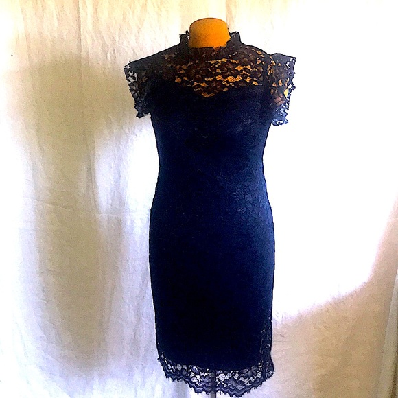 NWT Kalijati Navy Blue Lace Dress Size Small - Picture 1 of 12
